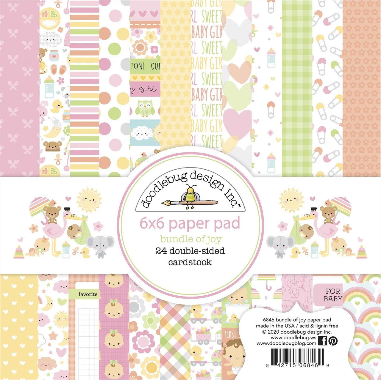 Doodlebug Double-Sided Paper Pad 6"X6" 24/Pkg - Bundle Of Joy, 12 Designs/2 Each