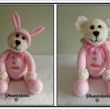 Teddy in a bunny onesie