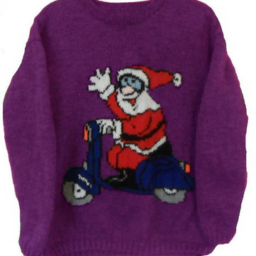 Christmas Santa On Bike Jumper Knitting Pattern