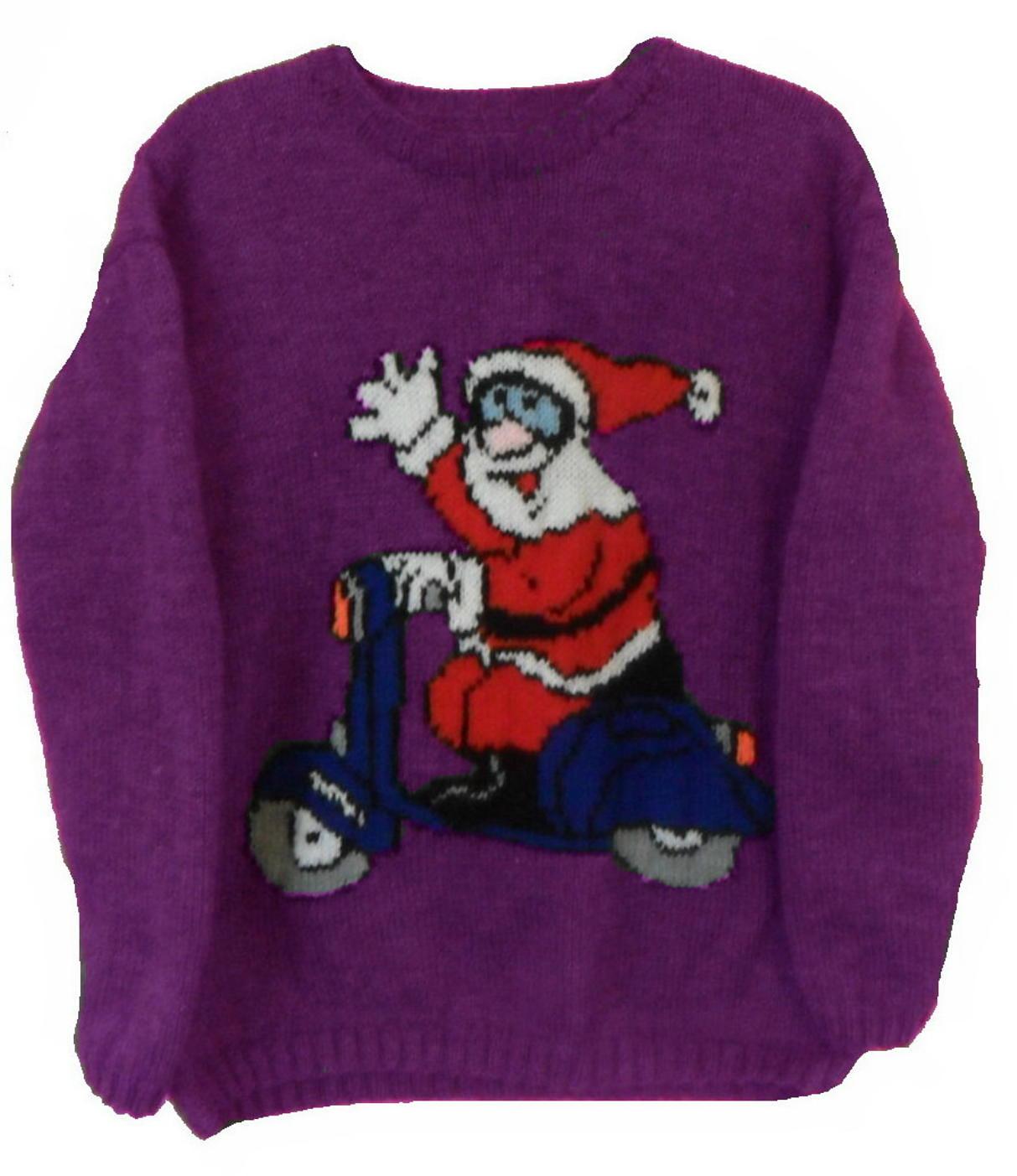 Christmas Santa On Bike Jumper Knitting Pattern