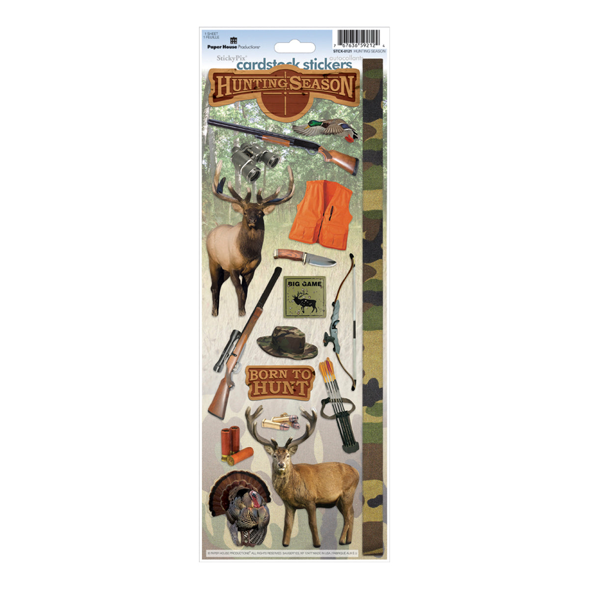 Paper House Cardstock Stickers 4.625"X13" - Hunting Season
