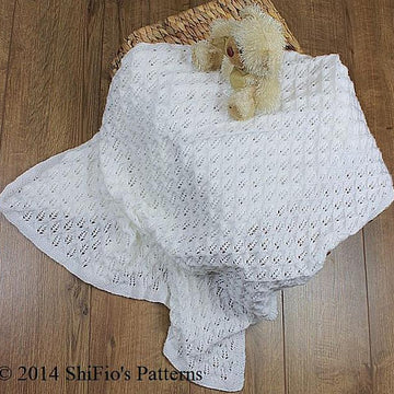 293- Baby Square Shawl Blanket Afghan Knitting Pattern 293