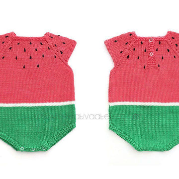 Size 3-6 months - Knitted Watermelon Romper