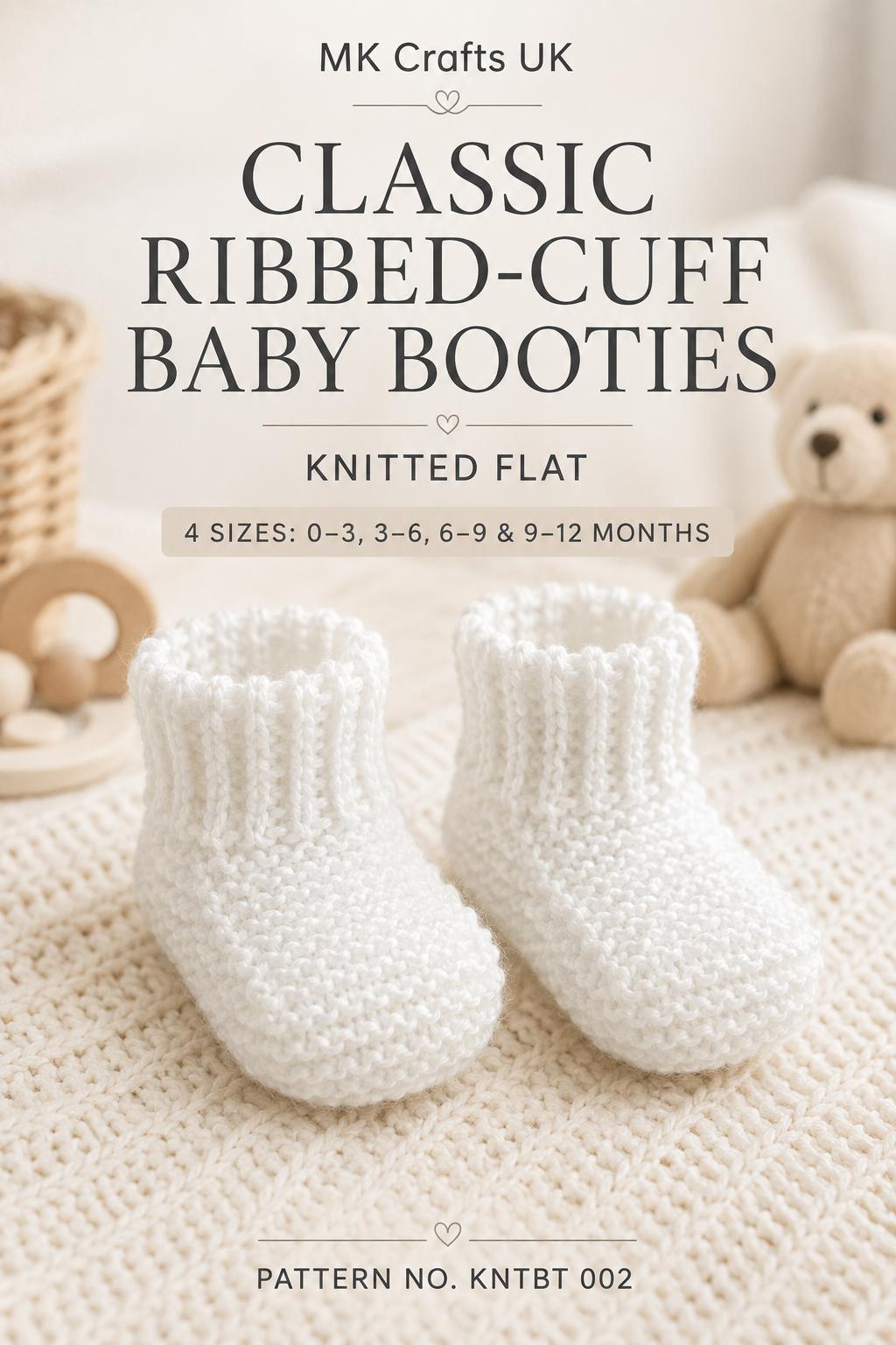 Knit Flat Baby Booties Pattern – 4 Sizes