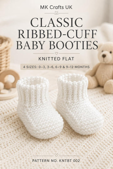 Knit Flat Baby Booties Pattern – 4 Sizes