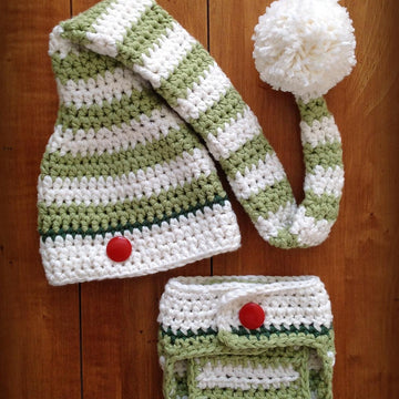 Santa & Elf Diaper Cover and Hat Set