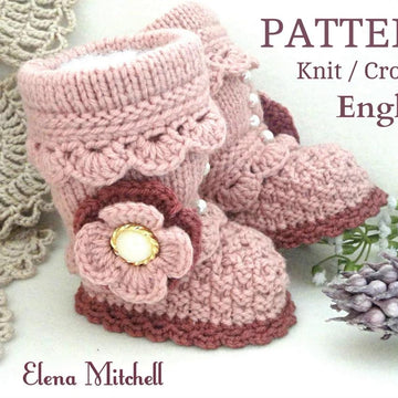 Knitting PATTERN Baby Booties with Crochet edging and flowers