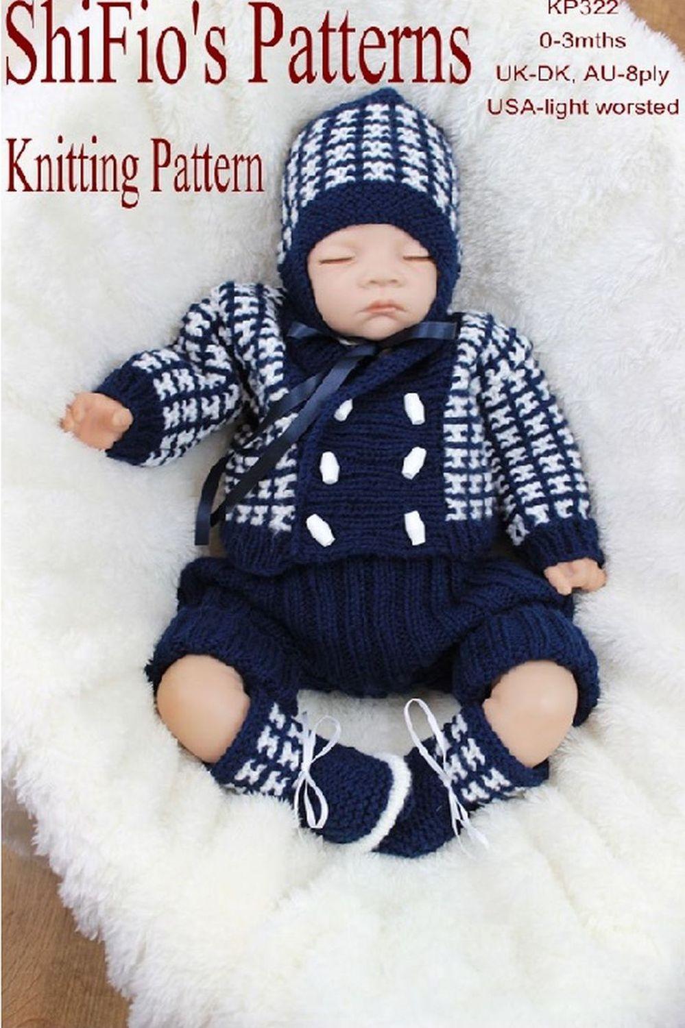 Knitting Pattern boys set UK & USA Tersm #322