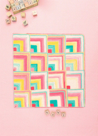 Mitered Squares Baby Afghan in Lion Brand Ice Cream - L60362 - Downloadable PDF
