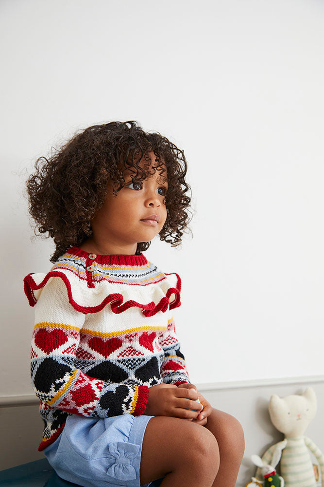 " Alice Frill Jumper " - Jumper Knitting Pattern For Girls in MillaMia Naturally Soft Merino by MillaMia