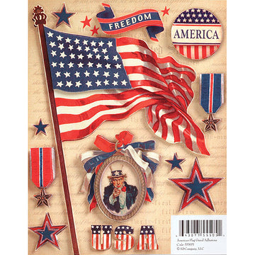 K&Company Military Grand Adhesions Embellishments - American Flag