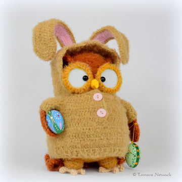 Owls in easter costumes, Easter Owls crochet pattern 3 in 1, English