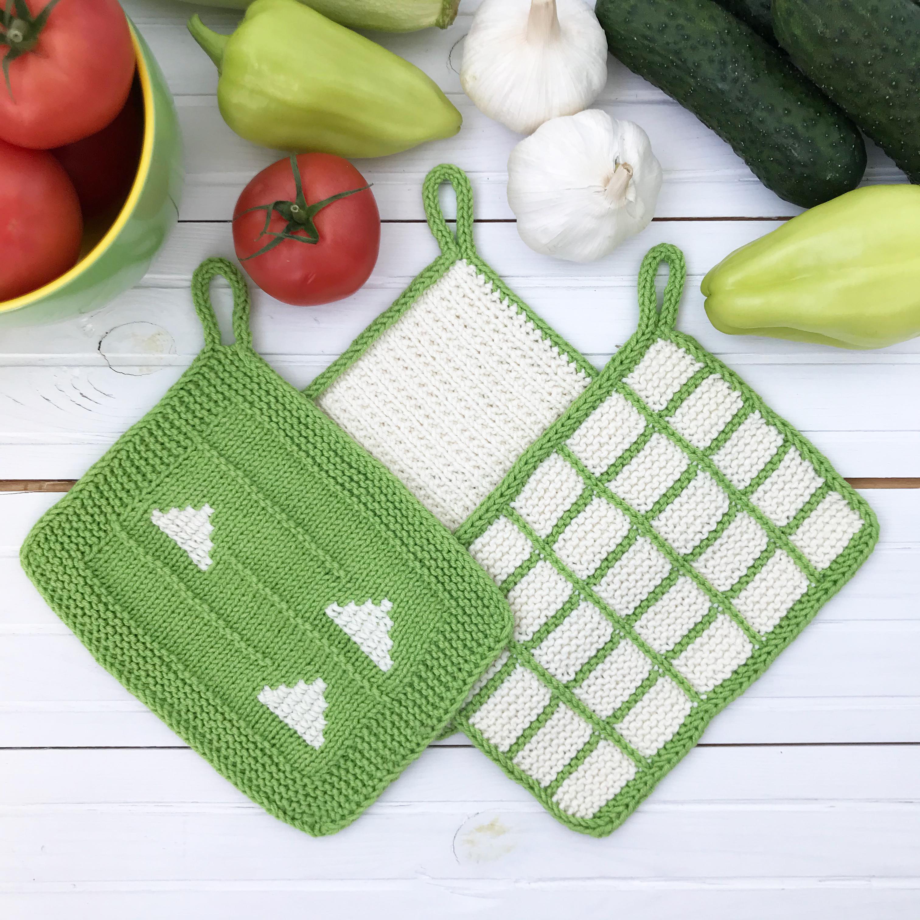 Set of 3 Knitted Dishcloths