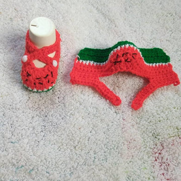 Criss-cross booties worked flat
