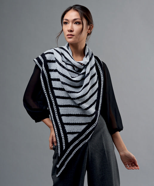 Emilia Eyelet Stripe Shawl in West Yorkshire Spinners Exquisite 4 Ply - DBP0014 - Downloadable PDF