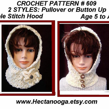 609 CROCHET HOOD, Pebble stitch, children, adult