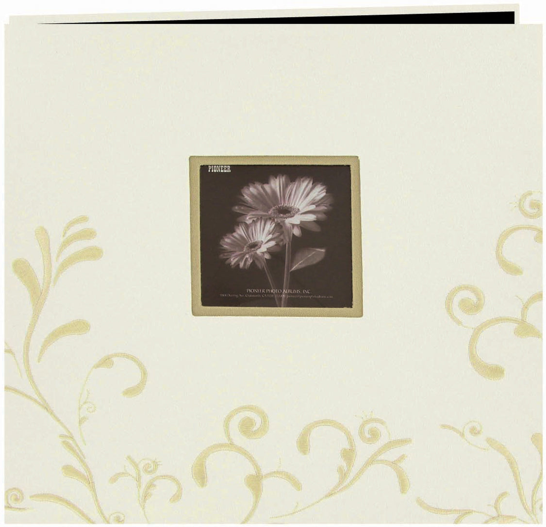 Pioneer Scroll Embroidery Fabric Post Bound Album 12"X12" - Ivory