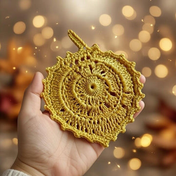 Boho Crochet Leaf Coaster Pattern – PDF & Video Tutorial, Leaf Placemat, Crochet Table Decor