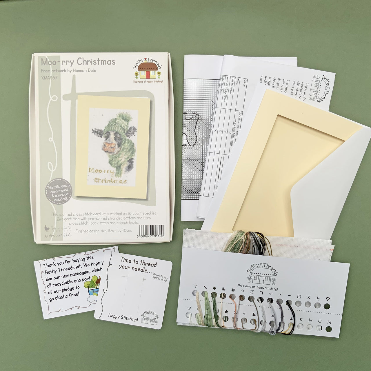 Bothy Threads Moo-rry Christmas Cross Stitch Kit - 10 x 16cm