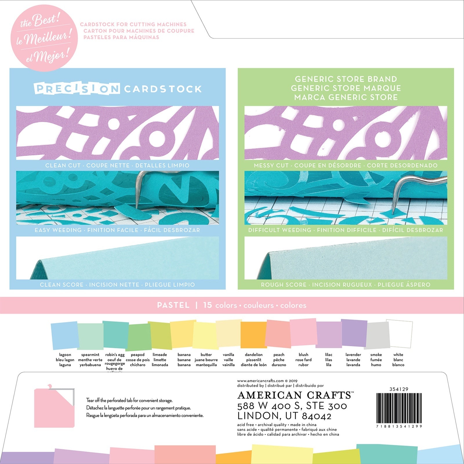 American Crafts Precision Cardstock Pack 80lb 12"X12" 60/Pkg - Pastel/Textured