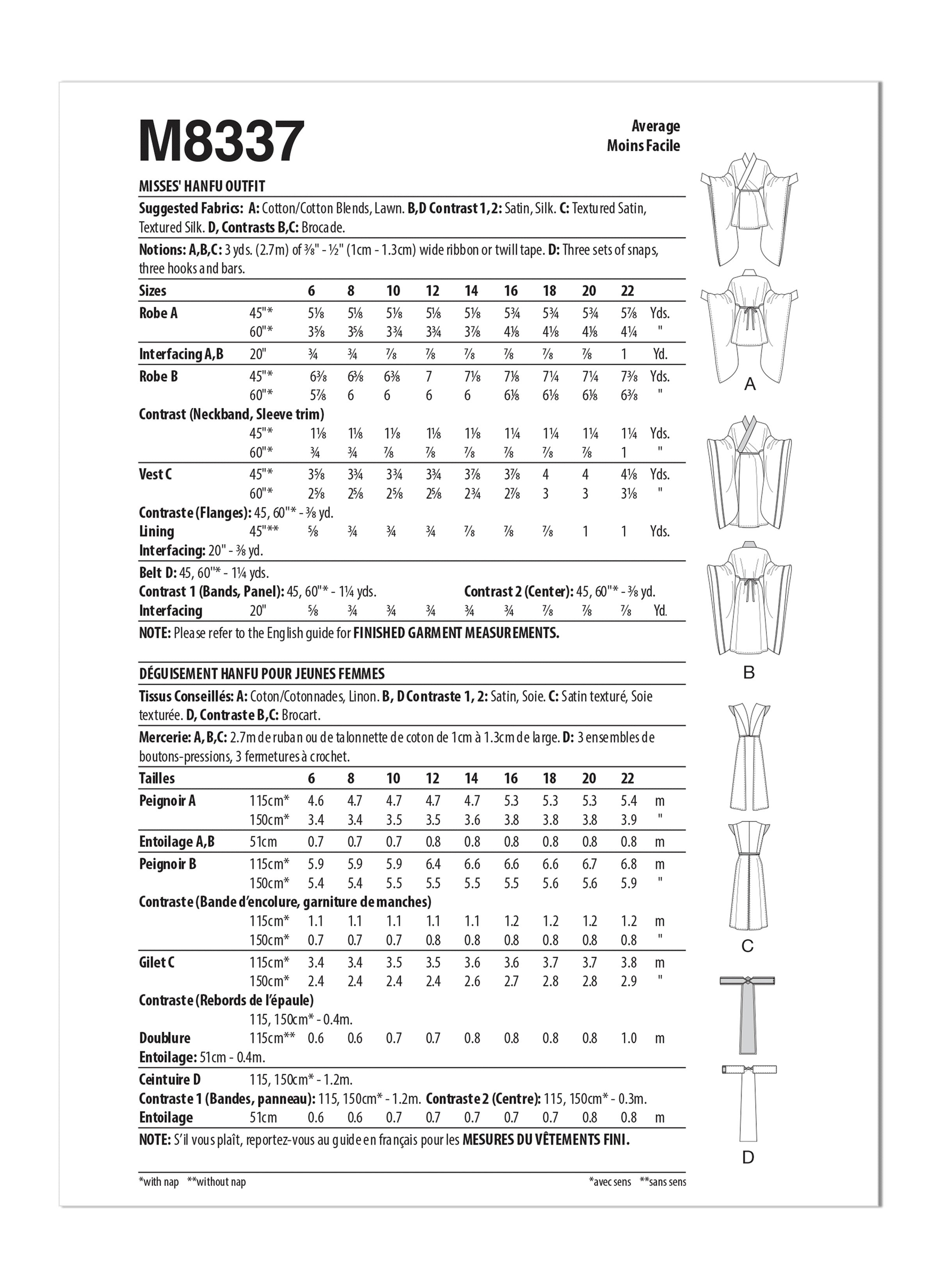 McCall's Hanfu Outfit by Yaya Han M8337 - Sewing Pattern