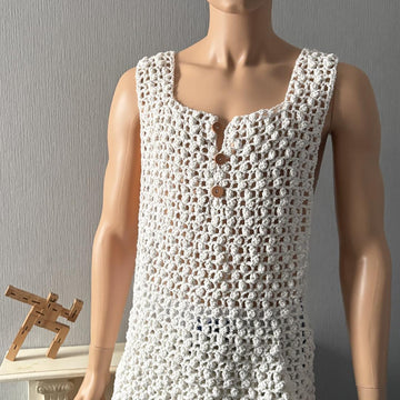 Popcorn Mesh Pocket Tank Top