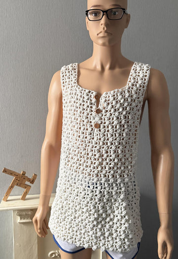 Popcorn Mesh Pocket Tank Top