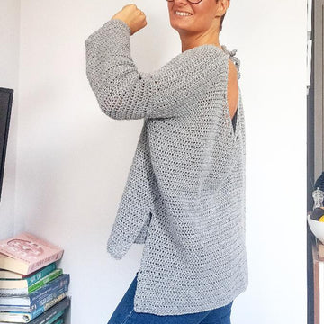 Backless crochet sweater