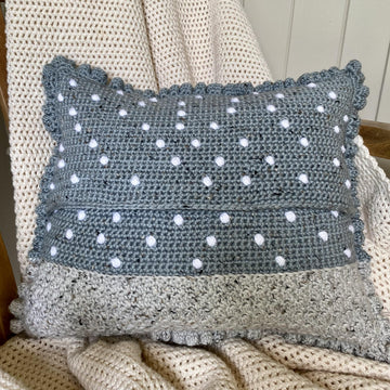Winter Cottages Crochet Cushion