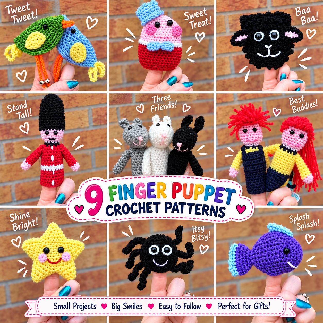 Nursery Rhyme Finger Puppets Crochet Patterns