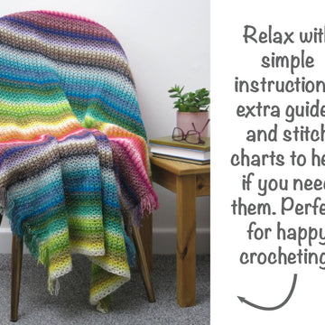 Rainbow V-stitch Stripe Blanket
