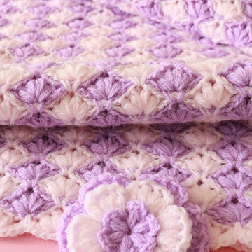 Baby Blanket "Lilac Lily" With Puff Flower