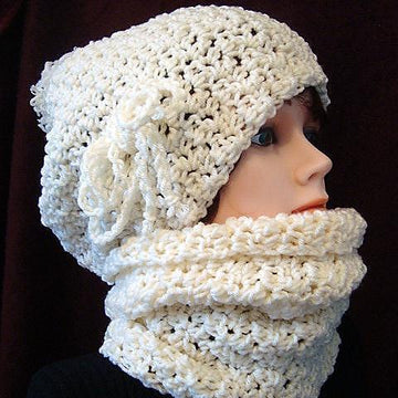 610 SLOUCHIE HAT AND COWL set, 5 yrs. to adult