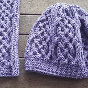 Sapphire - cabled beanie and neck scarf