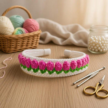 Tulip Flowers Crochet Headband Pattern | PDF + Video Tutorial