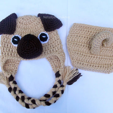 Pug Puppy Baby Hat and Diaper Cover