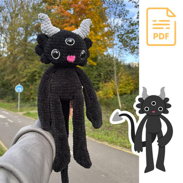 Little Evil with Big Eyes | Crochet Pattern | Unusual abstract toy with three eyes