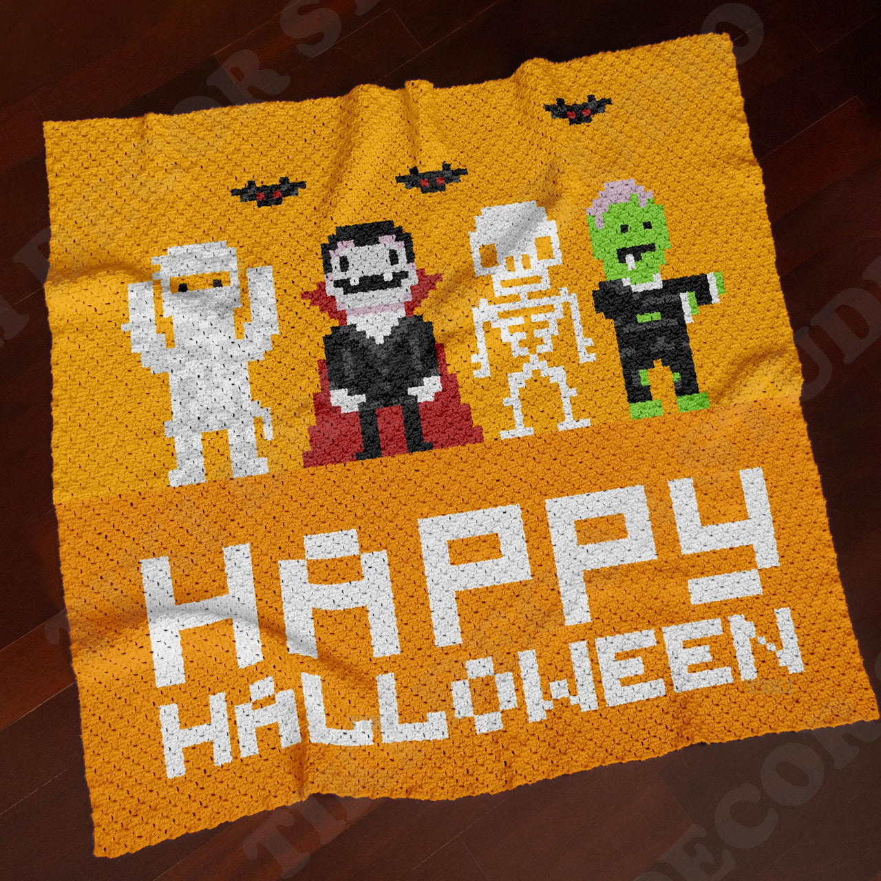 Happy Halloween Blanket C2C Spooky Throw Mummy Afghan Dracula Crib CROCHET PATTERN