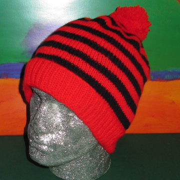Simple Stripe Bobble Beanie Hat