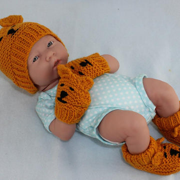 New Baby Teddy Bear Booties, Beanie & Mittens