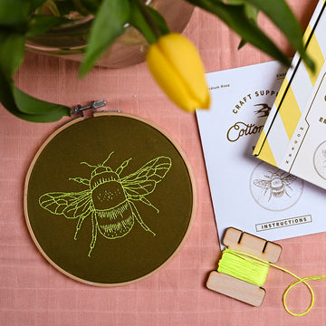 Cotton Clara Yellow Bee Embroidery Kit - 15cm