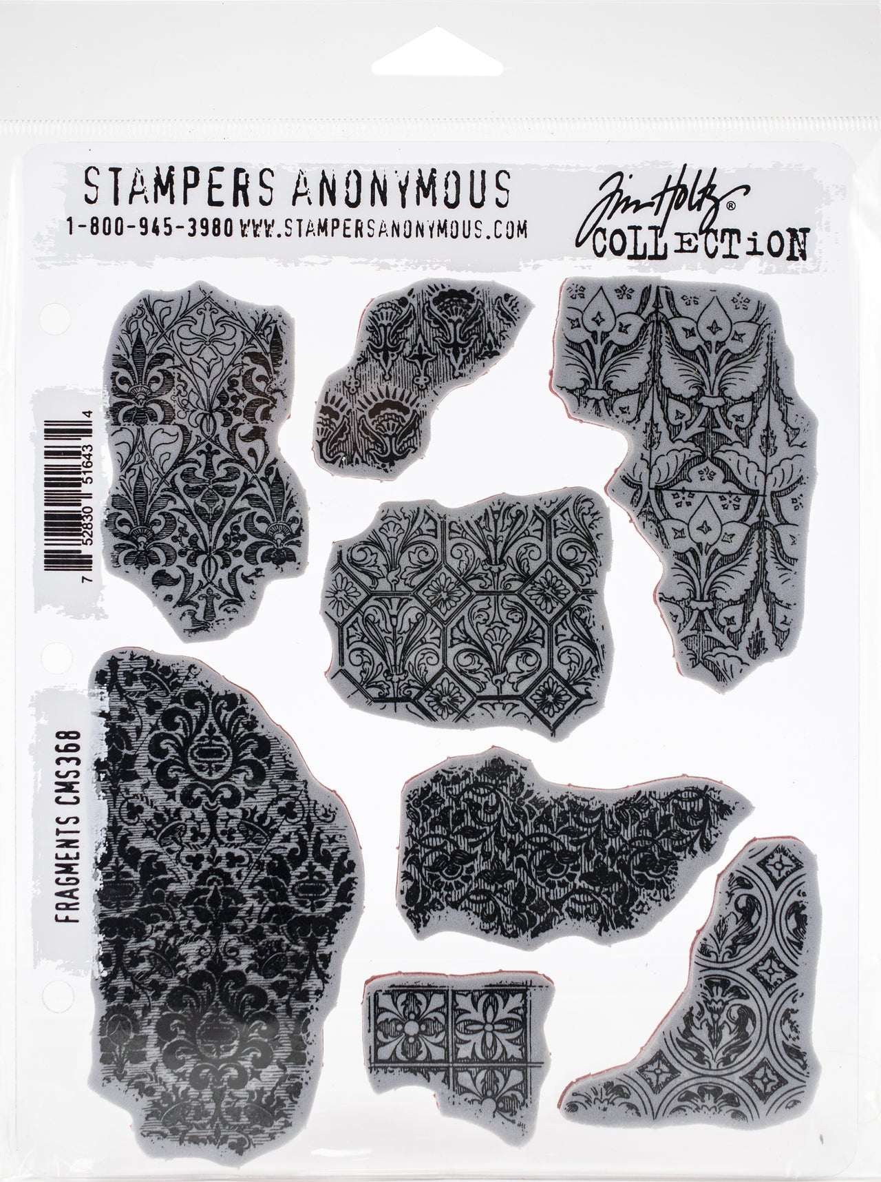 Stampers Anonymous Tim Holtz Cling Stamps 7"X8.5" - Fragments