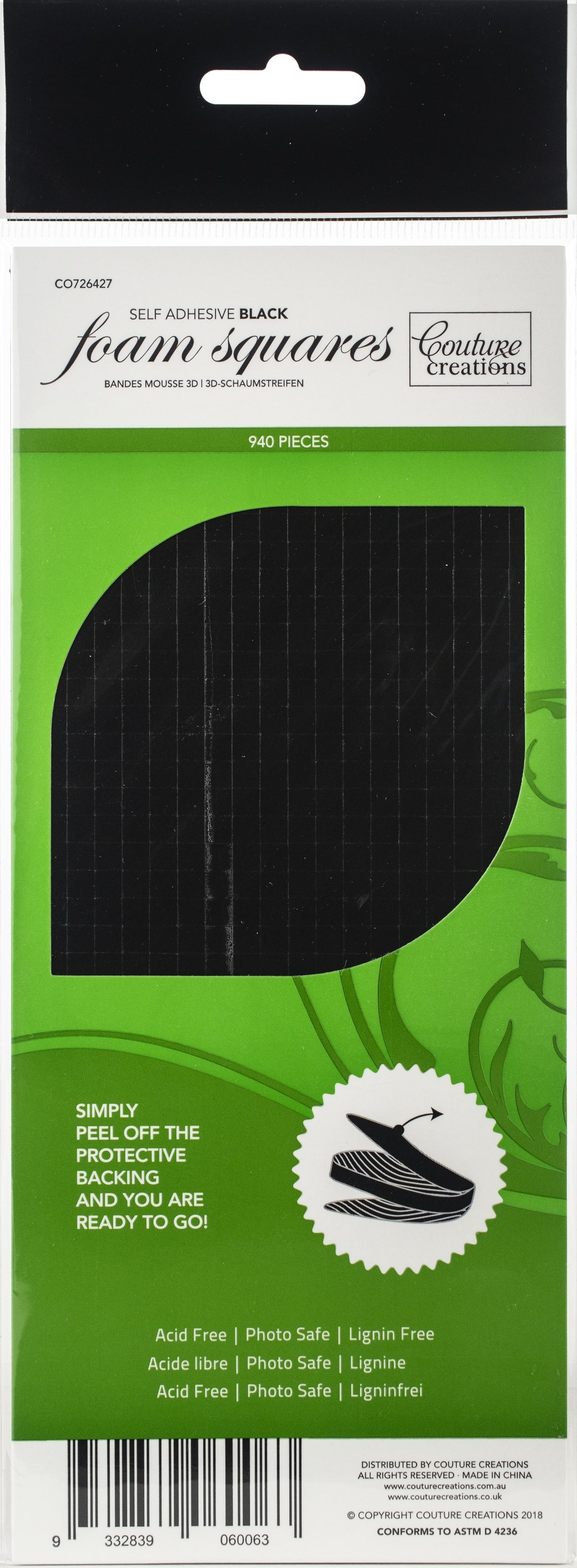 Artdeco Creations Couture Creations 3D Adhesive Foam Squares - Black