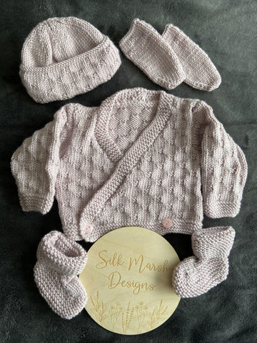 Wren Baby Set Knitting Pattern Premature-12 months approx
