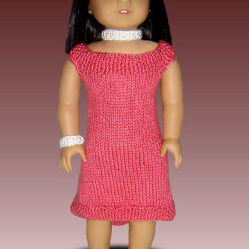 Fits American Girl. Knitting pattern, doll clothes, dress 035