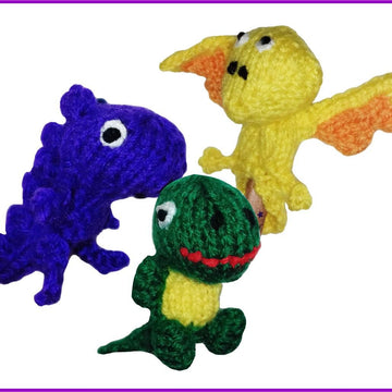 3 cartoon dinosaur finger puppets