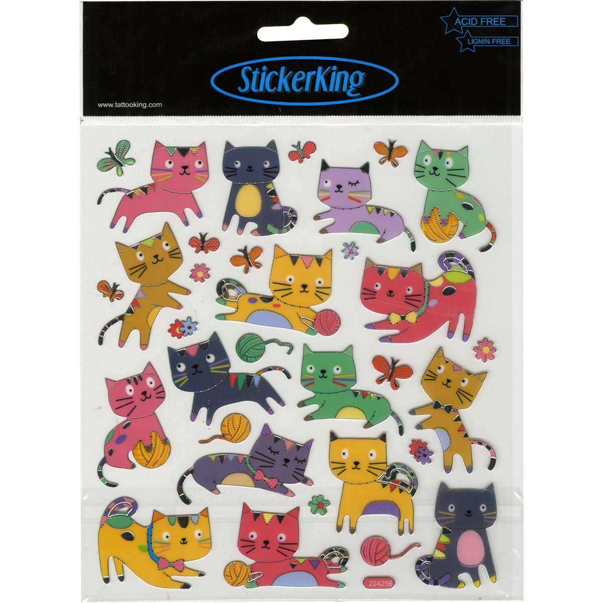 Tattoo King Sticker King Stickers - Kitten With Yarn