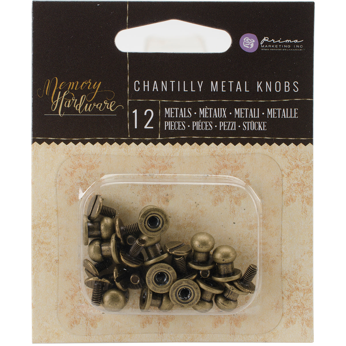 Prima Marketing Memory Hardware Embellishments - Metal Knobs .25" 12/Pkg
