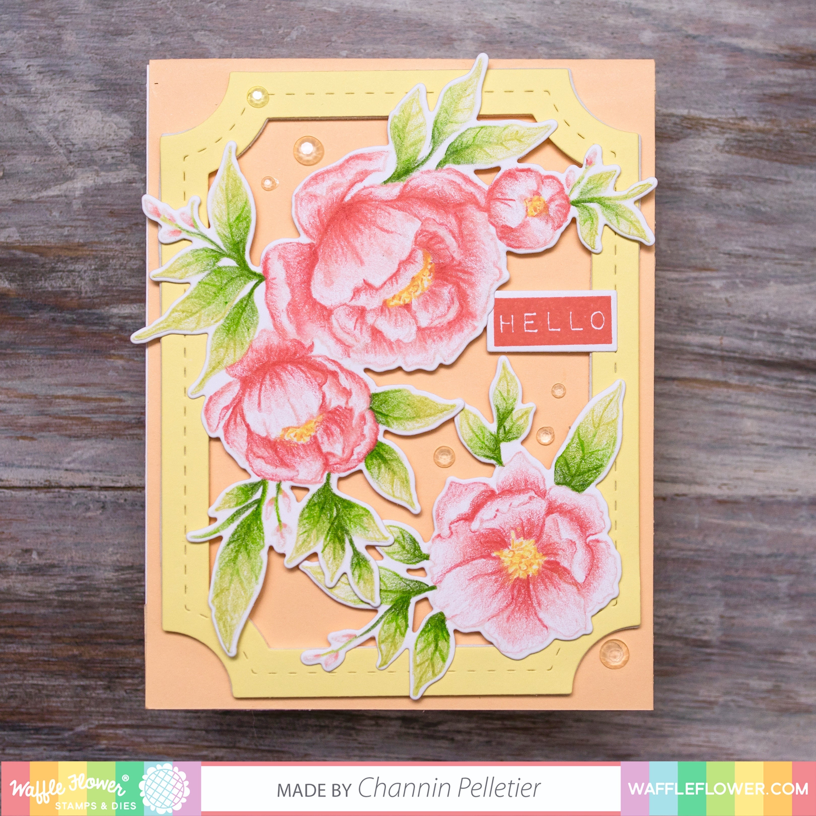 Waffle Flower Crafts Clear Stamp 5"X7" - Peony Notes