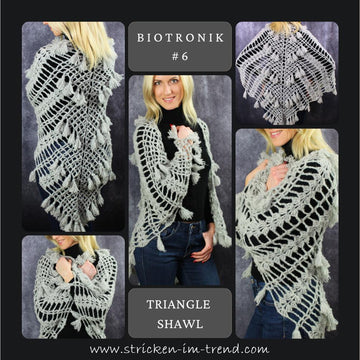 Crochet Pattern Bundle BioTronik Collection | 6 Triangle Shawl Patterns | Modern Crochet Wraps PDF